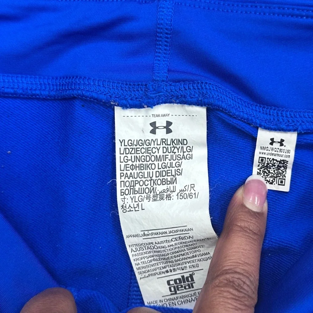 Under Armour ColdGear Fitted Leggings Athletic Running Blue‎ YLG Youth Large